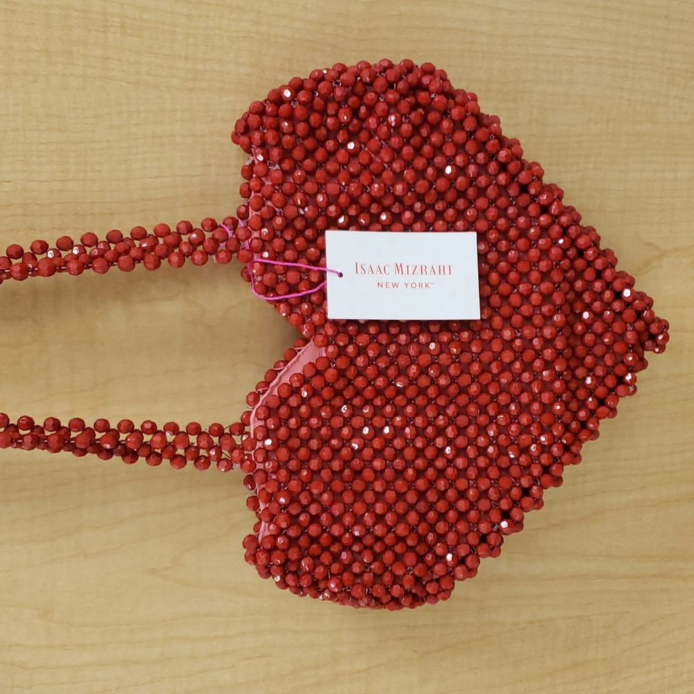 Isaac Mizrahi New York bag red heart bead purse